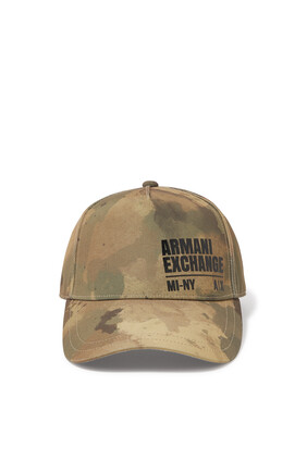 Camouflage Logo Print Baseball Cap